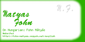 matyas fohn business card