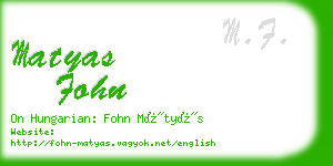 matyas fohn business card